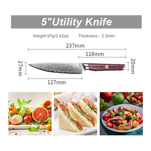 Mayorista Personalizado OEM ODM Cubiertos Fábrica Profesional Japonesa Cocina Damasco Cuchillo de utilidad Cuchillo de fruta para uso en la cocina - Product Image 2