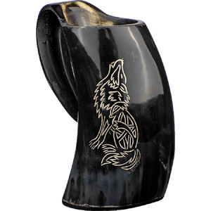 Authentique Chope à Bière en Corne de Buffle Polie et Gravée, Style Animalier Viking, Faite à la Main, avec Logo Personnalisé - Product Image 1