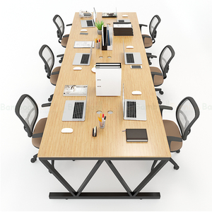VBamboo 6-Piece Cluster <b>Workstation</b> 360x120cm Luxury Minimalist L-Shaped Office Furniture Assembly Required for Bedroom Use - Product Image 2
