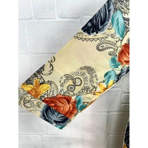 Boho Vintage Silk Sari Dressing Gown Recycled <b>Robe</b> Kimono <b>Beach</b> Cover-Up Beige Black Bridesmaid Anniversary Gift for Swimsuit - Product Image 4