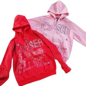 Sweat à capuche zippé personnalisé en polaire, écologique, respirant, coupe classique, pour homme, style streetwear, effet délavé vintage, imprimé vieilli - Product Image 2