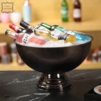Vente en gros seau à glace en acier inoxydable personnalisé grand bol refroidisseur de boissons en métal moderne pour les fêtes 12L