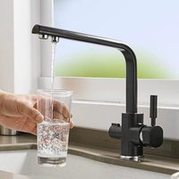Robinet de cuisine en laiton avec bec pivotant à 360 degrés, design classique moderne, eau chaude et froide, acier inoxydable, 3 voies