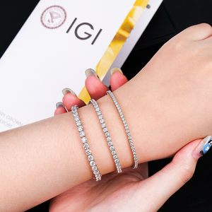 Pulsera de tenis de diamantes cultivados en laboratorio con certificación IGI, de alta calidad, con corte brillante, DEF VS-VVS, cadena de eslabones de plata 925, joyería. - Product Image 6