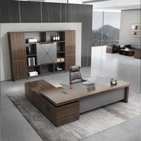 Bureau de direction moderne, bureau en L avec tiroirs et étagères, meuble d'affaires, poste de travail pour la maison et le bureau