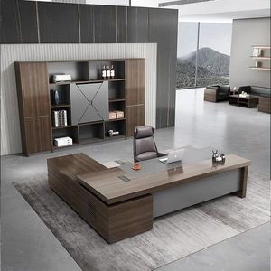 Modern Executive <strong>Office</strong> Desk, L Shaped <strong>Office</strong> Desk with Drawers and Shelves, Business <strong>Furniture</strong> Desk Workstation for Home <strong>Office</strong> - Product Image 3
