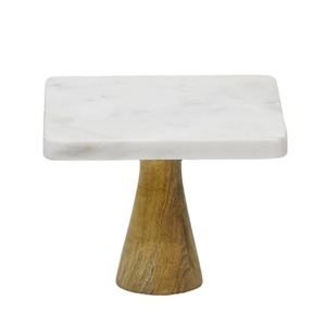 Espléndido pastel cuadrado de mármol con base de oro decorativa de metal Soporte para servir pasteles Soporte moderno para pasteles y pasteles Stan - Product Image 4