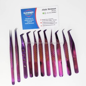 Pinzas de extensión de pestañas con punta de nano fibra Rosa Mango de agarre de diamante Acero inoxidable - Product Image 2