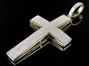 Pendentif croix en diamant scintillant Moissanite de qualité supérieure plaqué or religieux Hip Hop entièrement glacé coupe ronde pour hommes - Product Image 3