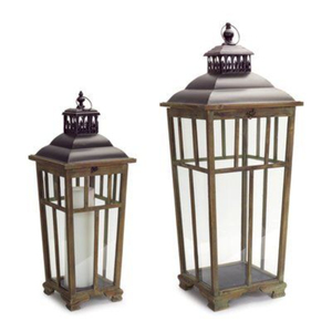 Candelabros decorativos de jardín con farol de hierro y madera Natural de primera calidad para decoración del hogar para decoración navideña, precio barato - Product Image 5