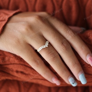 Thời Trang Mới Ban Nhạc Đám Cưới 10K Rắn Vàng Igi Chứng Nhận Phòng Thí Nghiệm Grown Kim Cương <span class=keywords><strong>Chevron</strong></span> Phù Hợp Với Ban Nhạc Bán Buôn Giá Cho Phụ Nữ Ban Nhạc - Product Image 4