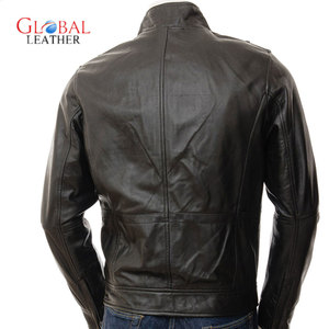 High Quality Men's Stand Collar Genuine <b>Sheepskin</b> Leather <b>Jacket</b> High Street Style Casual Street Wear - Product Image 5