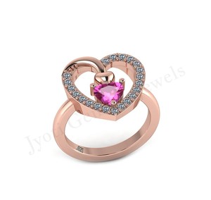 Corazón de plata de ley de calidad superior 6mm Pretty Shiny Lover Joyería personalizada Regalo Anillo de compromiso de lujo para regalo de San Valentín - Product Image 2