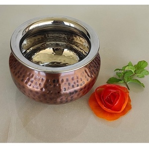 เครื่องใช้บนโต๊ะอาหารขนาด450มล. ภาชนะเสิร์ฟอาหารเครื่องแกง Biryani สินค้าดีไซน์เหล็กทองแดง Punjabi handi แบบทุบ - Product Image 6
