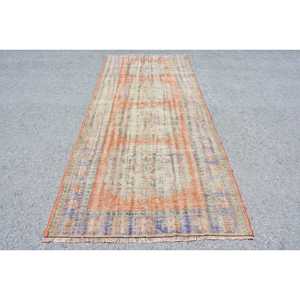 Tapis turc 4,6 x 10,9 pieds, grand tapis vintage, tapis en laine à bordures orange et bleues - Product Image 1