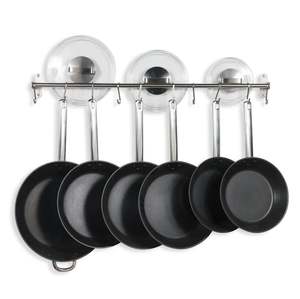 ชั้นวางหม้อเหล็กหรูหราสำหรับฝาหม้อและตะขอแขวนกระทะ อุปกรณ์ครัวแบบติดผนัง ชั้นวางเก็บของแบบแขวนสำหรับจัดระเบียบห้องครัว - Product Image 6