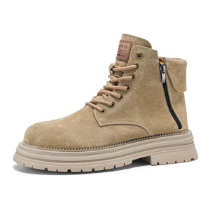 Bottes de randonnée mi-hautes confortables en cuir véritable antidérapantes résistantes à l'usure pour hommes, toutes saisons, travail en plein air, randonnée - Product Image 2