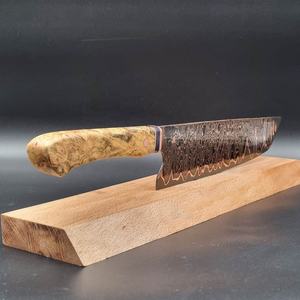 Premium Quality STEEL CRAFT SCL <b>Custom</b> Made DIY OEM Copper Damascus Steel Straight Chef Knife Reinforced Pakka Wood Handle - Product Image 6