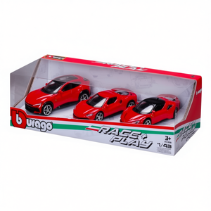 Race & Play Ensemble de 3 voitures miniatures Ferrari 18 à l'échelle 1:43, modèle 36102, jouets en métal moulé sous pression - Product Image 2