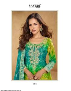 Ensemble de costume en soie chinon avec détails traditionnels de la broderie gotawork, tenue ethnique confortable pour les événements, chaîne d'approvisionnement mondiale abordable - Product Image 3