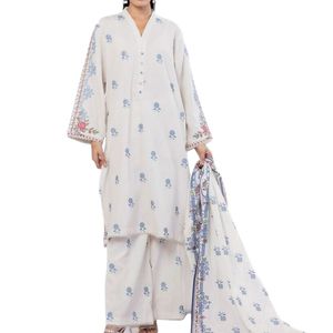 Ensemble de trois pièces pour femmes, shalwar kameez chikankari, costume brodé, robe ethnique d'été pour femmes, ensemble de créateur avec dupatta en voile et pantalon - Product Image 5