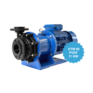 Pompa centrifuga magnetica industriale di alta qualità htm80pvdf con motore 11kw IEC 160 2P in plastica per pompa dell'acqua degli acidi - Product Image 1
