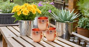 Ensemble de 3 mules modernes en cuivre pur Mule de Moscou finition martelée Mule en cuivre pur 100% - Product Image 6