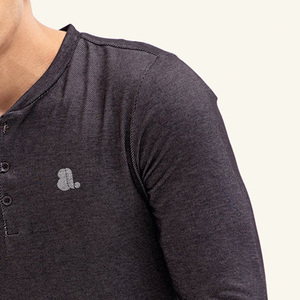 New <b>Men</b> Casual Long Sleeve <b>Henley</b> T <b>Shirt</b> Blank Custom Logo Front Plus Size Breathable Slim Fit Cotton Bamboo Fiber - Product Image 3