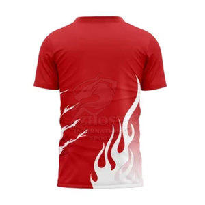 ZHOST Boys' Red <b>Flame</b> Heat-Transfer Printed Quick Dry 100% Cotton V-Neck Sports T-<b>Shirt</b> for Adults 220g - Product Image 2