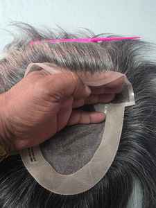 Taz Hair BD Fusion, Cabello Humano Remy con Trama Cosida a Mano, Peluca con Base de Encaje Frontal, Color Mixto 1B, Parches de Cabello Gris, Prótesis Capilar - Product Image 5