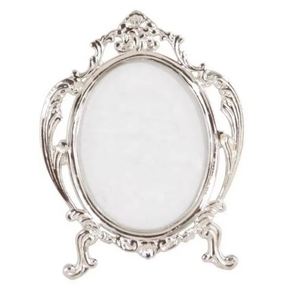 Cadre photo moderne en laiton nickelé, bois et argent, cadre photo décoratif - Product Image 1