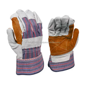 Guantes de trabajo de aparejo canadiense de cuero de vaca Natural de alta calidad Guantes de seguridad de protección de manos de construcción industrial - Product Image 5
