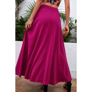 Jupe longue taille haute fendue sur le côté pour femme, couleur sable, 33009 - Product Image 3