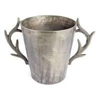 Seau à glace de luxe en acier inoxydable avec poignées rennes plaquées argent pour fêtes et refroidisseur de vin/champagne – Offre spéciale