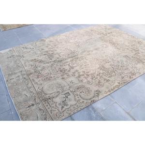 6.8x10.4 ft Turkish Rug, <b>Brown</b> Striped Vintage Rug <b>Wool</b> - Product Image 4