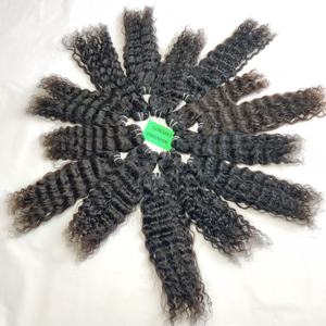 100% brut non transformé vierge naturel noir couleur bouclés cuticule aligné faisceaux indien Temple Extensions de cheveux humains - Product Image 1