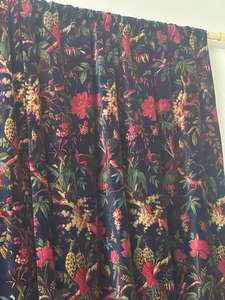 Lujo algodón terciopelo pájaro estampado yardas Terciopelo Azul tela tapicería bolsa pantalla cortina funda de cojín y decoración del hogar - Product Image 4