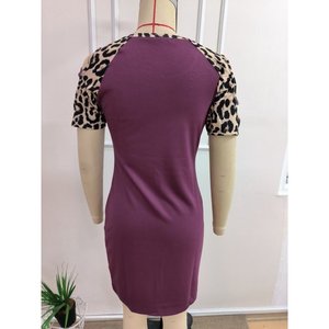 Robe courte en modal pour femme, manches courtes, col rond, avec détail bretelles, 35731 - Bourgogne - Product Image 5