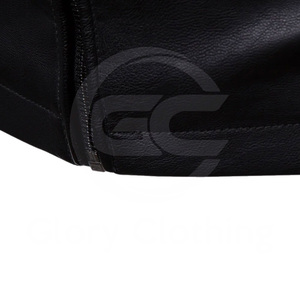 Veste en cuir d'hiver noire pour hommes élégante toutes les tailles avec Logo personnalisé et veste en cuir avec fermeture éclair - Product Image 4