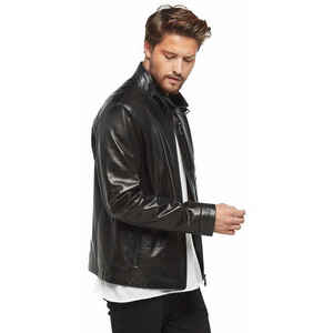 Veste en cuir pour homme 2026, style streetwear, à manches longues, avec col montant et capuche, pour l'hiver - Product Image 3