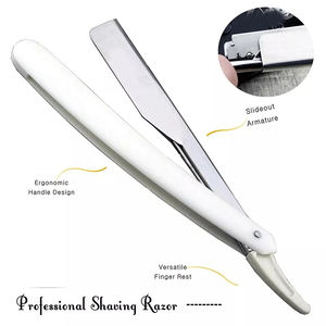 <b>Plastic</b> Handle Straight <b>Edge</b> Salon Beard Shaving Razor Made With Stainless Steel - Product Image 5