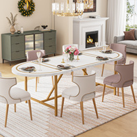 Nouvelle arrivée, table à manger ronde en or de luxe, style nordique moderne, pour 6 personnes