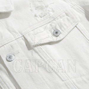 Best Selling Men's High Street Style Denim <b>Jackets</b> Custom Pattern Plain <b>White</b> with Long Sleeves - Product Image 5