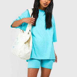 Custom Made 100% cotton Womens Oversized Two-Piece Shirt & Shorts Set Custom Workout & Fitness High-Quality Ladies Short Set - Product Image 5