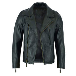 Chaqueta de Cuero Genuino para Hombre, Diseño Personalizado de Moda Antigua, Color Sólido, Estilo Urbano, Logotipo Frontal, Transpirable, Resistente al Viento, para Invierno - Product Image 1