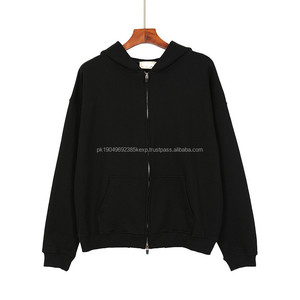 Manufacturer Luxury Quality Heavyweight <b>Zip</b> Up Hoodies Hip Hop 100% Cotton Fleece Men Zipper Hoodies Puff Print <b>Zip</b> Up Hoodie - Product Image 2