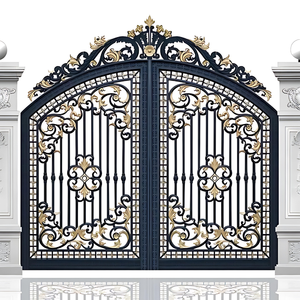 Porte principale décorative en fer forgé du fournisseur Vietnam avec cadre forgé à la main et finition détaillée pour l'entrée de villa ou de maison - Product Image 1