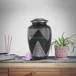 Grande urne funéraire artisanale noir argent design élégant urne de crémation pour cendres adultes urnes funéraires en métal fournitures - Product Image 3