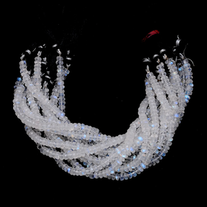 AAA Arco Iris blanco piedra lunar piedra preciosa 5mm Rondelle facetado cuenta Natural azul fuego Flash piedra lunar piedra preciosa cuenta suelta para joyería - Product Image 1