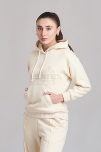 Survêtement d'hiver pour femme en molleton technique 100% coton de haute qualité, coupe décontractée, deux pièces, design premium, hauts longs, taille plus - Product Image 2